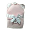 Piccolo Bambino - Luxury Velour Hooded Towel With Satin Ears, Pink - cutbabycare.com | baby boutique & care hub* Sale