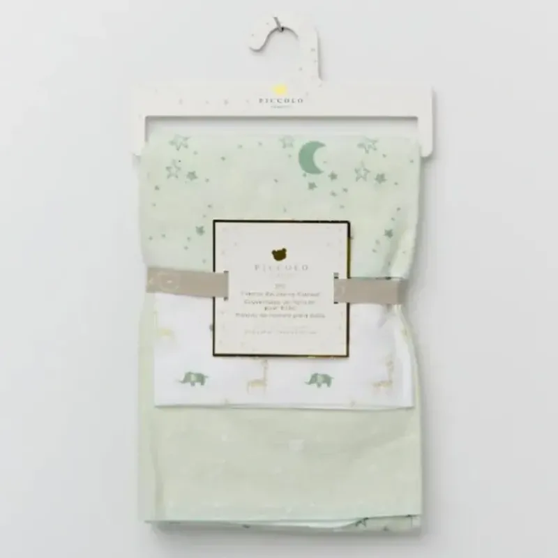 Piccolo Bambino - 3Pk Flannel Receiving Blankets Green - cutbabycare.com | baby boutique & care hub* Online