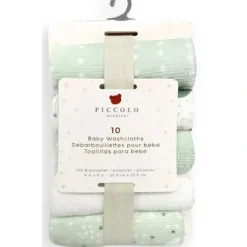 Bath Potty|Piccolo Bambino - 10Pk Washcloth Set Green - cutbabycare.com | baby boutique & care hub