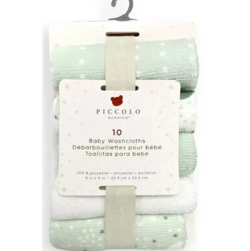 Bath Potty|Piccolo Bambino - 10Pk Washcloth Set Green - cutbabycare.com | baby boutique & care hub