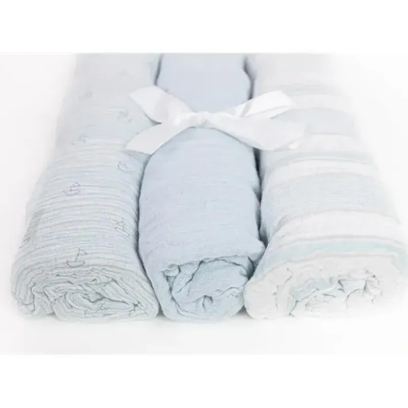 Piccolo Bambino Boy 3pk Muslin Swaddle Blankets In A Box - cutbabycare.com | baby boutique & care hub* Fashion
