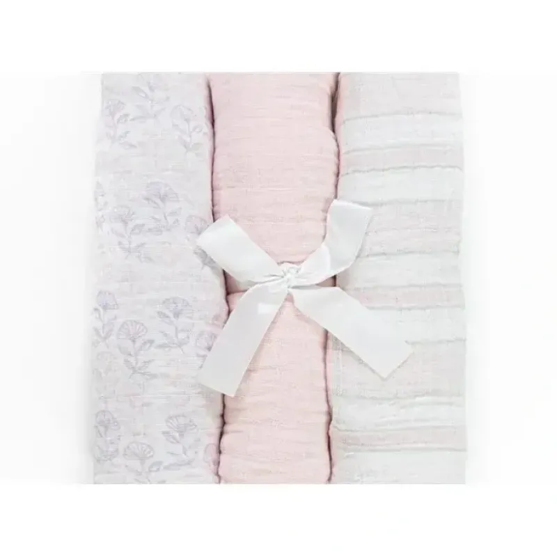 Piccolo Bambino Girl 3pk Muslin Swaddle Blankets In A Box - cutbabycare.com | baby boutique & care hub* Hot
