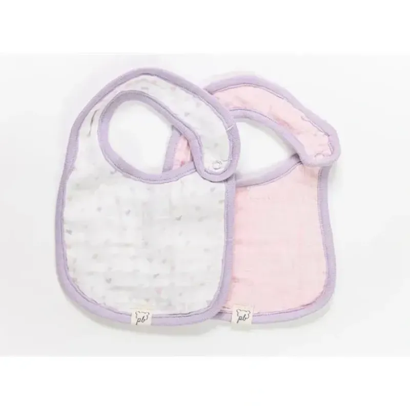 Piccolo Bambino 2pk Pink Muslin Bibs For Baby Girl - cutbabycare.com | baby boutique & care hub* Sale