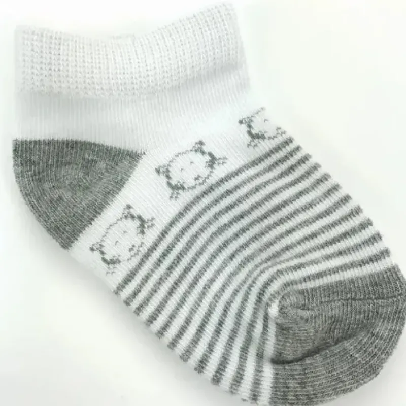 Piero Liventi Animal White/Grey Stripes Baby Socks - cutbabycare.com | baby boutique & care hub* Online