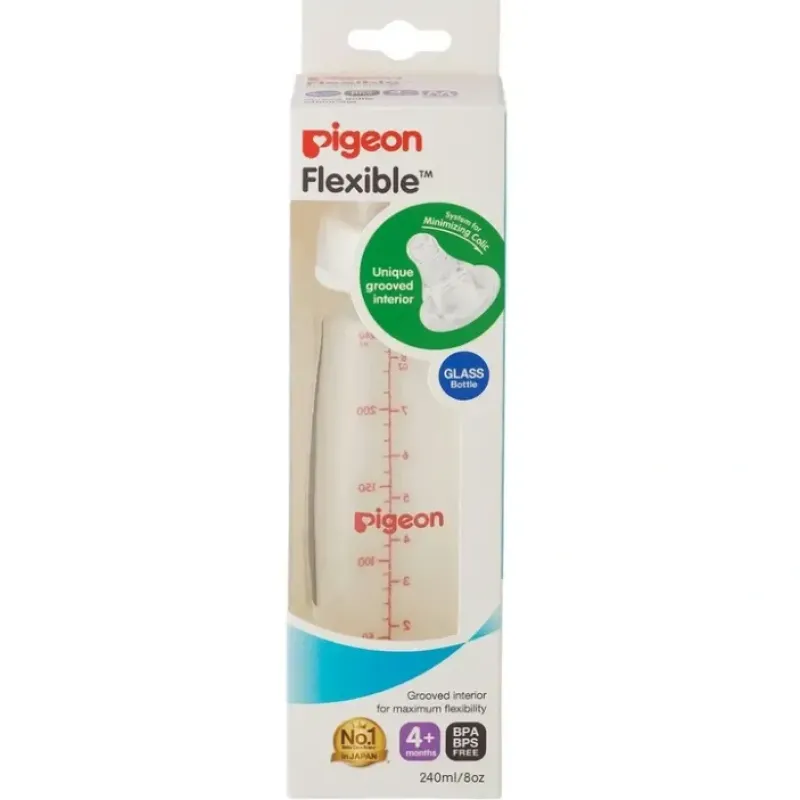 PIGEON Flexible Slim Glass Bottle BPA Free 4+ Months 240ml - cutbabycare.com | baby boutique & care hub* Cheap