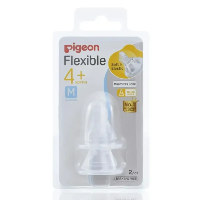 PIGEON Peristaltic Slim Neck Teat Medium 2 Pack - cutbabycare.com | baby boutique & care hub* Clearance