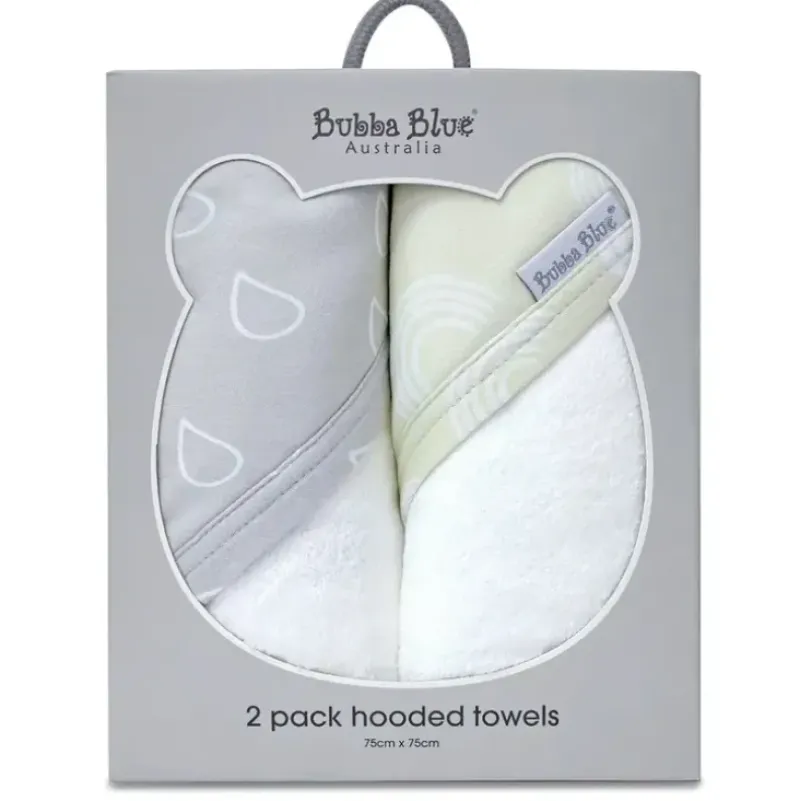 Shop All|2PK Bubba Blue Bamboo Cotton 6.75x75cm Nordic Hooded Towel Baby 0-12m Grey/Sand - cutbabycare.com | baby boutique & care hub