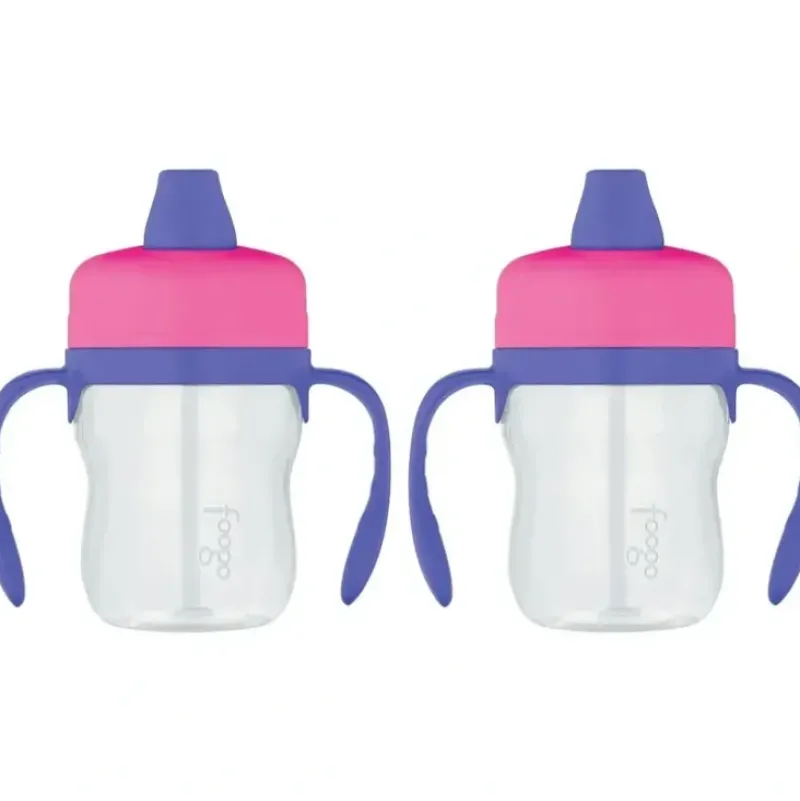 Shop All|2PK Foogo BPA Free Soft Spout Tritan Plastic Sippy Cup with Handles Pink 235ml - cutbabycare.com | baby boutique & care hub