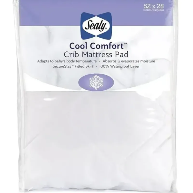 Sealy Cool Comfort Fitted Crib Mattress Pad/Protector Waterproof - cutbabycare.com | baby boutique & care hub* Flash Sale