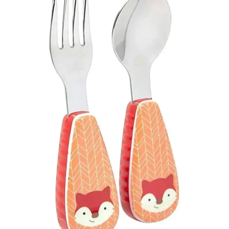 Skip Hop Zootensils Fork & Spoon Toddler Cutlery Set With Soft Side Grips - Fox - cutbabycare.com | baby boutique & care hub* Store