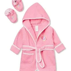 Spasilk - 100% Cotton Hooded Terry Bathrobe with Booties Baby One Size Gifts, Pink Fish - cutbabycare.com | baby boutique & care hub* Online