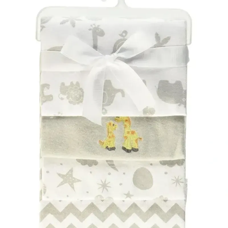 Spasilk 4 Pack Cotton Flannel Receiving Blankets - Grey Animals - cutbabycare.com | baby boutique & care hub* Discount