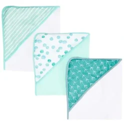 Bath Potty|Spasilk - 3Pk Soft Terry Hooded Towel Set, Green Dots - cutbabycare.com | baby boutique & care hub