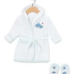 Spasilk - Terry Bathrobe Whale With Booties Blue - cutbabycare.com | baby boutique & care hub* Shop