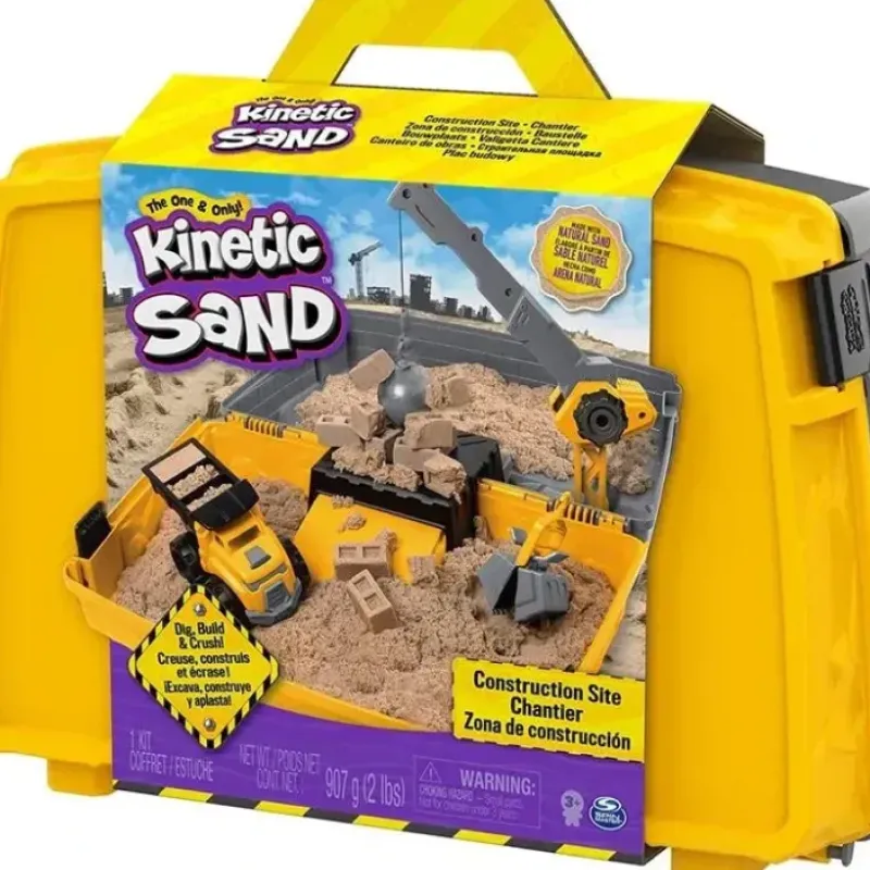 Spin Master - Kinetic Sand, Construction Site Folding Sandbox Playset With Vehicle And 2 Lbs Kinetic Sand - cutbabycare.com | baby boutique & care hub* Hot