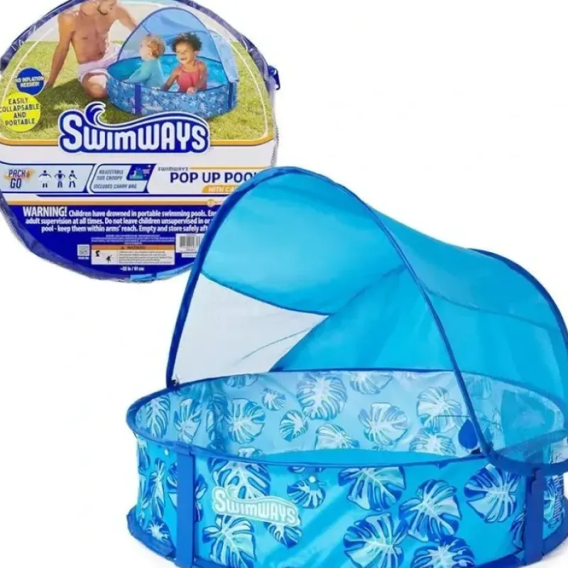 Spin Master - Swimways Elite Pop-Up Pool with Canopy & Carrying Case, for Ages 9-24 Months, 32, Blue - cutbabycare.com | baby boutique & care hub* Discount