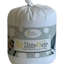Spotty Giraffe The SleepOver Portable Lightweight Cot Size Travel Sheet White - cutbabycare.com | baby boutique & care hub* New