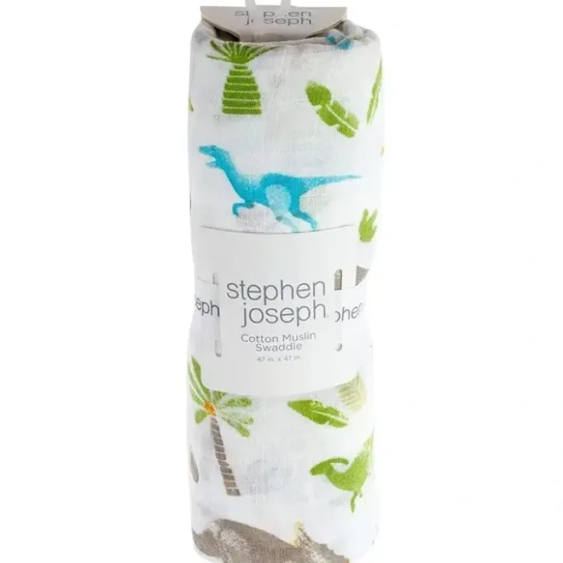 Stephen Joseph Dino Muslin Baby Blankets - cutbabycare.com | baby boutique & care hub* Shop