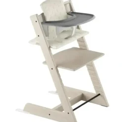Stokke Tripp Trapp High Chair Bundle - White Wash | Wheat Cream Cushion | Storm Grey Tray - cutbabycare.com | baby boutique & care hub* Best Sale