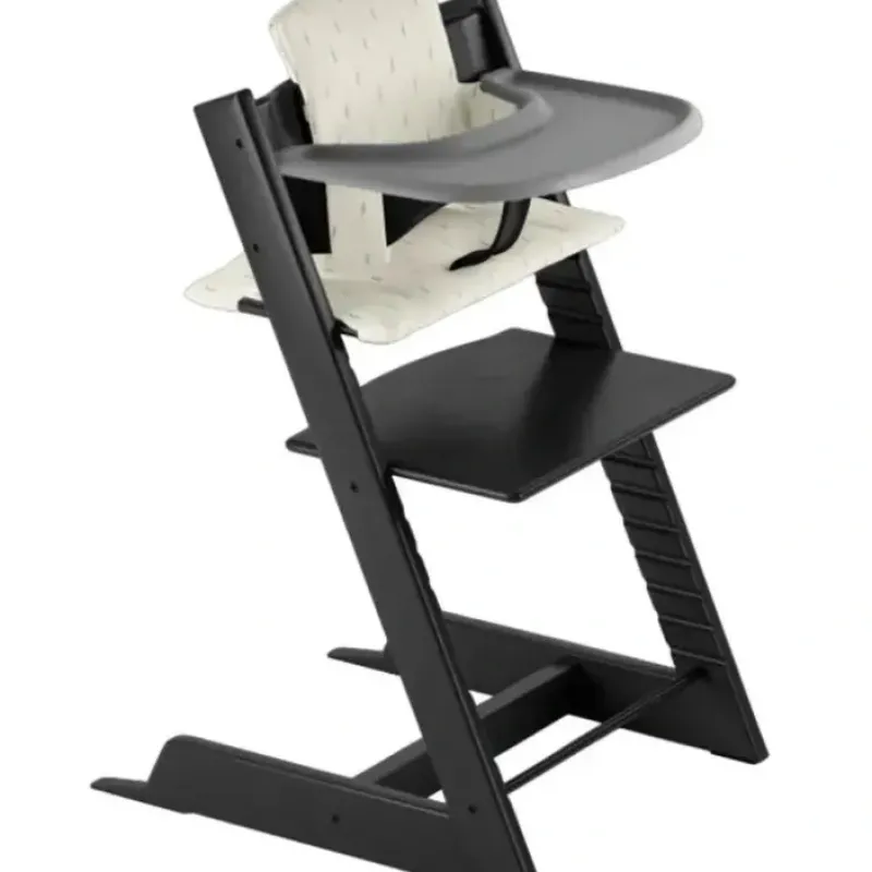 Stokke Tripp Trapp High Chair Bundle - Black | Wheat Cream Cushion | Storm Grey Tray - cutbabycare.com | baby boutique & care hub* Fashion