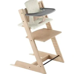 Stokke Tripp Trapp High Chair Bundle - Oak Natural | Wheat Cream Cushion | Storm Grey Tray - cutbabycare.com | baby boutique & care hub* Cheap