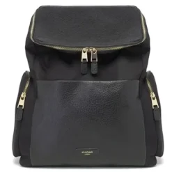 Storksak Alyssa Leather/Nylon Black Nappy Backpack - cutbabycare.com | baby boutique & care hub* Store