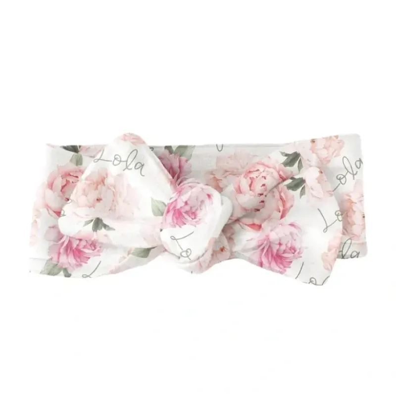 Sugar + Maple Personalized Bow | Peach Peony Blooms - cutbabycare.com | baby boutique & care hub* Flash Sale