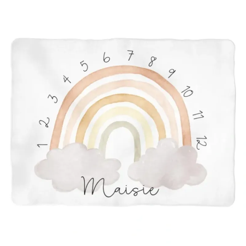 Sugar + Maple Personalized Neutral Rainbow Arch Milestone Blanket - cutbabycare.com | baby boutique & care hub* Best