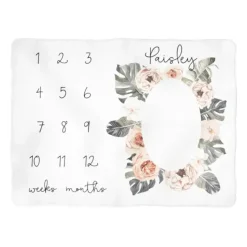 Sugar + Maple Personalized Tropical Boho Floral Milestone Blanket | Personalized - cutbabycare.com | baby boutique & care hub* Discount