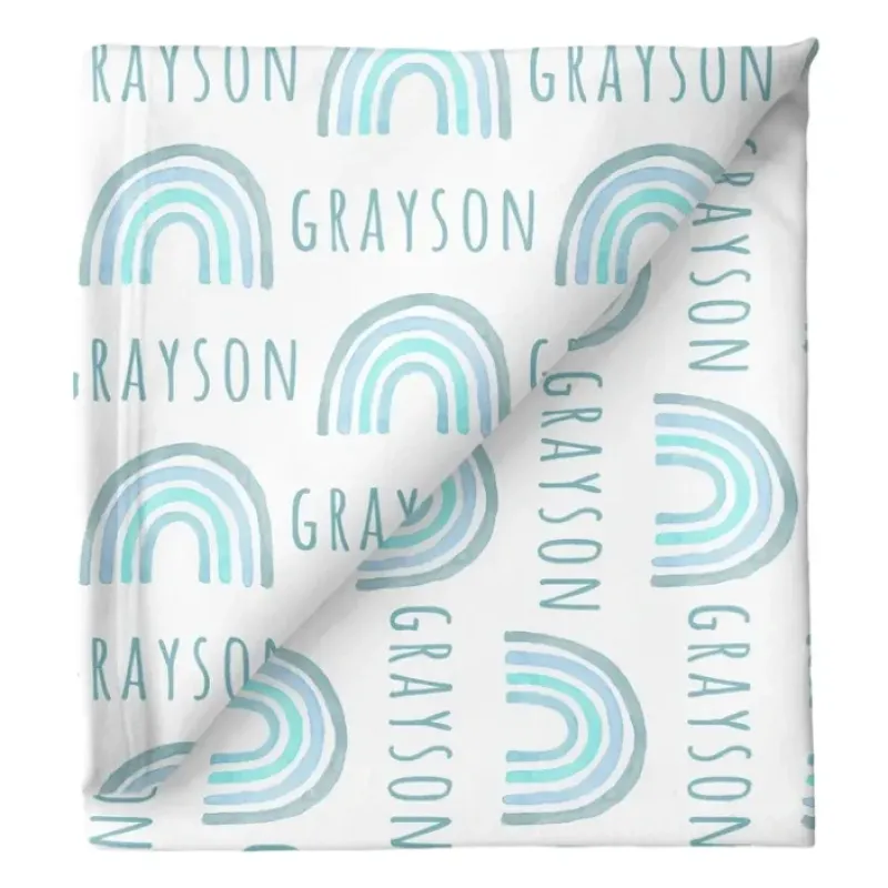 Sugar + Maple Personalized Stretchy Blanket | Rainbow Blue - cutbabycare.com | baby boutique & care hub* Fashion