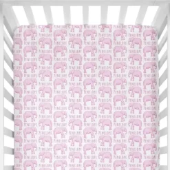 Sugar + Maple Personalized Crib Sheet | Elephant Pink - cutbabycare.com | baby boutique & care hub* Hot