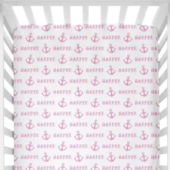 Sugar + Maple Personalized Crib Sheet | Anchor Pink - cutbabycare.com | baby boutique & care hub* Sale