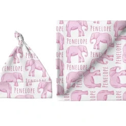 Sugar + Maple Personalized Small Blanket & Hat Set | Elephant Pink - cutbabycare.com | baby boutique & care hub* Discount