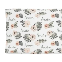 Shop All|Sugar + Maple Personalized Changing Pad Cover | Tropical Boho Floral - cutbabycare.com | baby boutique & care hub