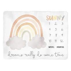 Sugar + Maple Personalized Neutral Rainbow Milestone Blanket - cutbabycare.com | baby boutique & care hub* Cheap