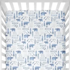 Sugar + Maple Personalized Crib Sheet | Woodland Blue - cutbabycare.com | baby boutique & care hub* Sale