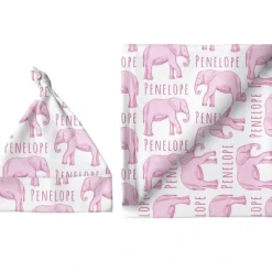 Sugar + Maple Personalized Large Blanket & Hat Set | Elephant Pink - cutbabycare.com | baby boutique & care hub* Shop