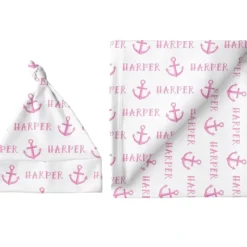 Sugar + Maple Personalized Small Blanket & Hat Set | Anchor Pink - cutbabycare.com | baby boutique & care hub* Shop
