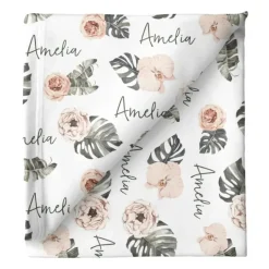 Sugar + Maple Personalized Stretchy Blanket | Tropical Floral - cutbabycare.com | baby boutique & care hub* Outlet