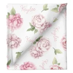 Sugar + Maple Personalized Stretchy Blanket | Pink Peonies - cutbabycare.com | baby boutique & care hub* Best