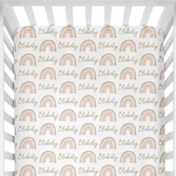 Sugar + Maple Personalized Crib Sheet | Rainbow Neutral - cutbabycare.com | baby boutique & care hub* Fashion