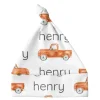 Sugar + Maple Personalized Knotted Baby Hat | Truck Orange - cutbabycare.com | baby boutique & care hub* New