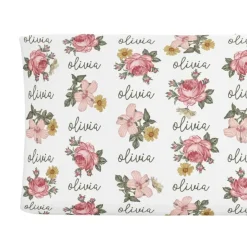 Sugar + Maple Personalized Changing Pad Cover | Retro Rose - cutbabycare.com | baby boutique & care hub* Clearance