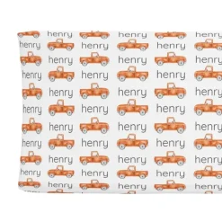 Sugar + Maple Personalized Changing Pad Cover | Truck Orange - cutbabycare.com | baby boutique & care hub* Outlet