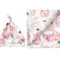 Sugar + Maple Personalized Large Blanket & Hat Set | Peach Peony Blooms - cutbabycare.com | baby boutique & care hub* Shop