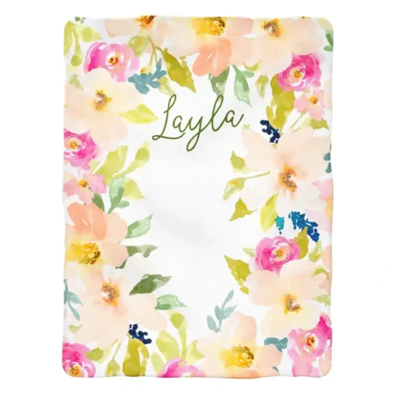 Sugar + Maple Personalized Garden Floral Frame Milestone Blanket - cutbabycare.com | baby boutique & care hub* New