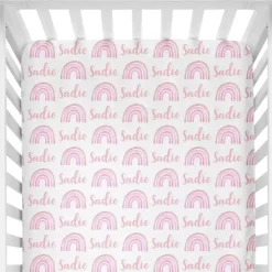 Sugar + Maple Personalized Crib Sheet | Rainbow Pink - cutbabycare.com | baby boutique & care hub* Hot