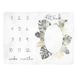 Sugar + Maple Personalized Tropical Boho Leaves Milestone Blanket | Personalized - cutbabycare.com | baby boutique & care hub* Shop