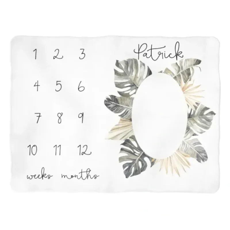 Sugar + Maple Personalized Tropical Boho Leaves Milestone Blanket | Personalized - cutbabycare.com | baby boutique & care hub* Shop
