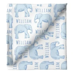 Sugar + Maple Personalized Stretchy Blanket | Elephant Blue - cutbabycare.com | baby boutique & care hub* Online